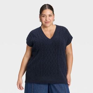 Universal Thread - Women's Cable Sweater Vest - Universal Thread Navy Navy Blue